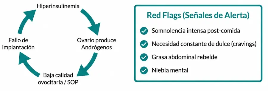 Ciclo de hiperinsulinemia y baja calidad ovocitaria en nutrición integrativa.