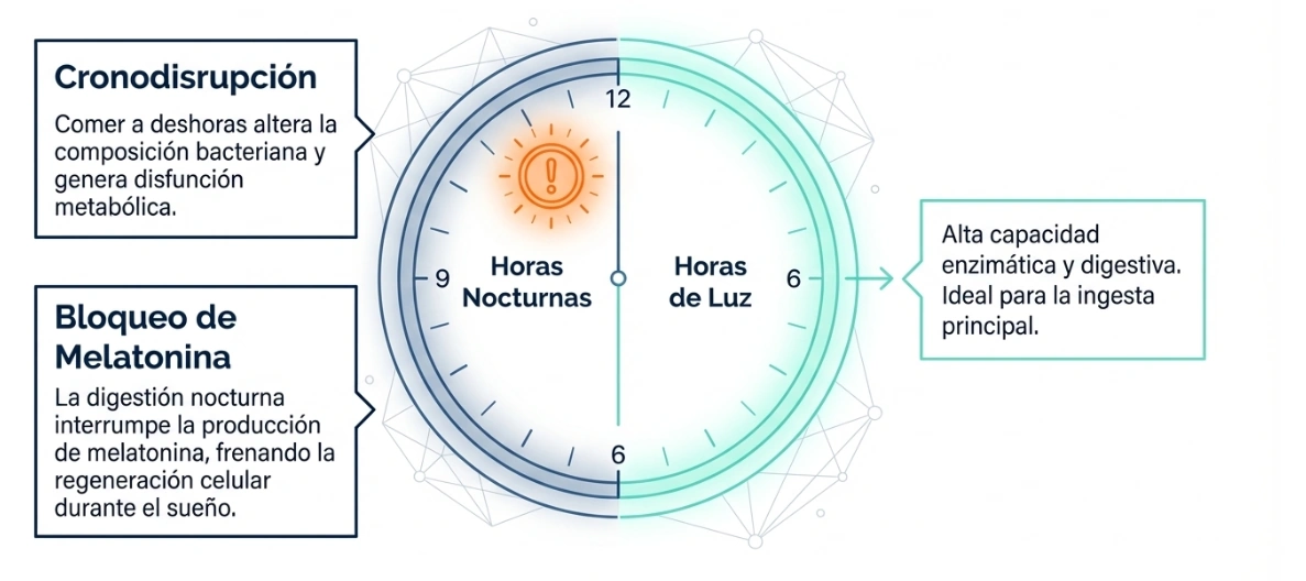 Cronodisrupción, digestión y ritmos circadianos en microbiota del envejecimiento