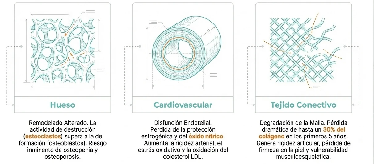 Impacto de la menopausia sobre hueso, sistema cardiovascular y tejido conectivo